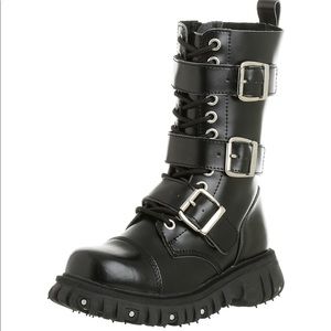 T.U.K 3 Strap Buckle Boot-Black